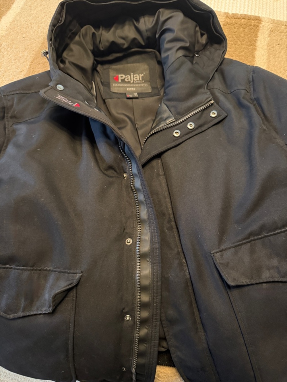 Pajar Men's Black Hooded Puffer Jacket Canadian Down